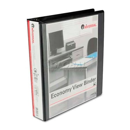 Universal Universal Round Ring Economy Vinyl View Binder, 1-1/2" Capacity, Black UNV20971***